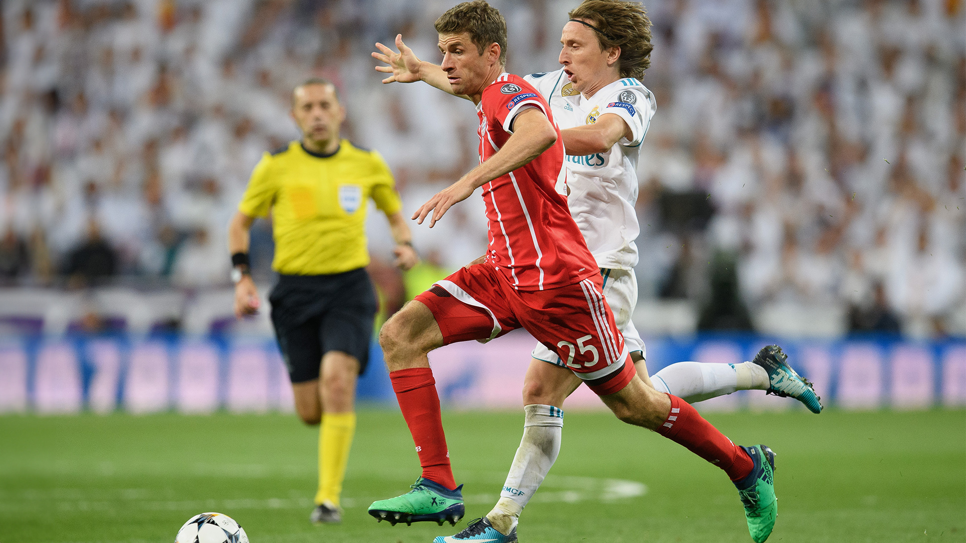 Thomas Müller und Luca Modric im Zweikampf im Champions League-Halbfinale 2018.