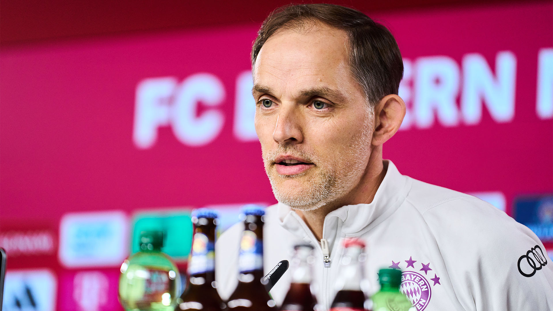 Thomas Tuchel spricht im Pressetalk des FC Bayern