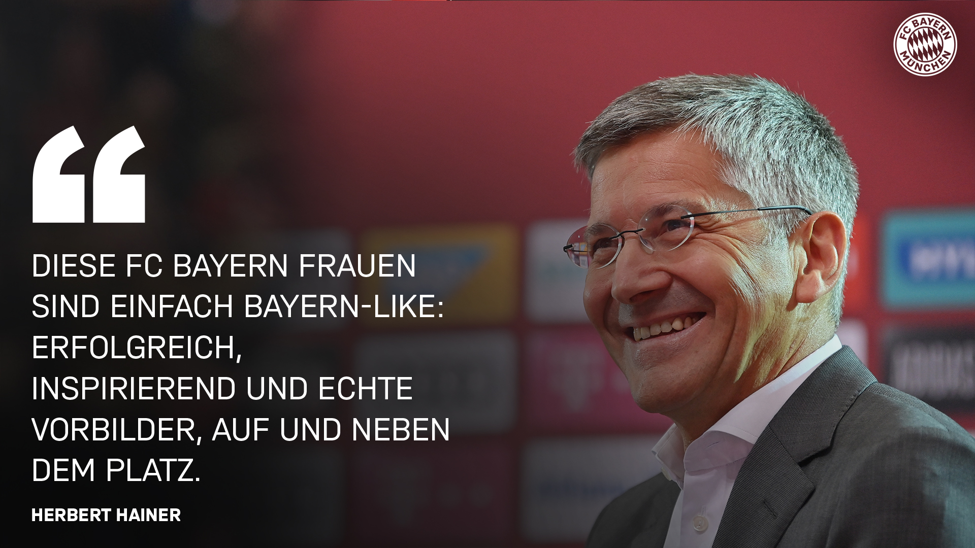 Herbert Hainer gratuliert den FC Bayern Frauen zum Gewinn der Meisterschaft