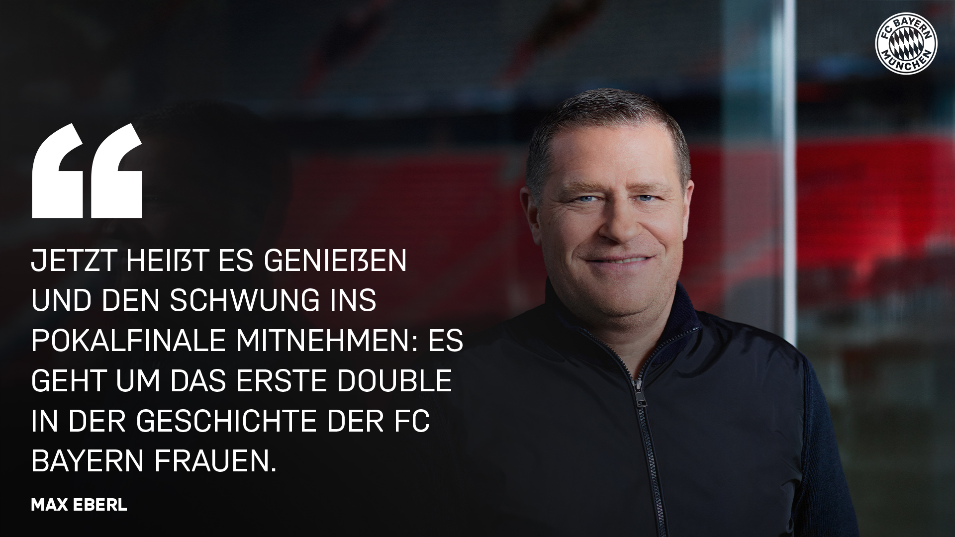 Max Eberl gratuliert den FC Bayern Frauen zum Gewinn der Meisterschaft