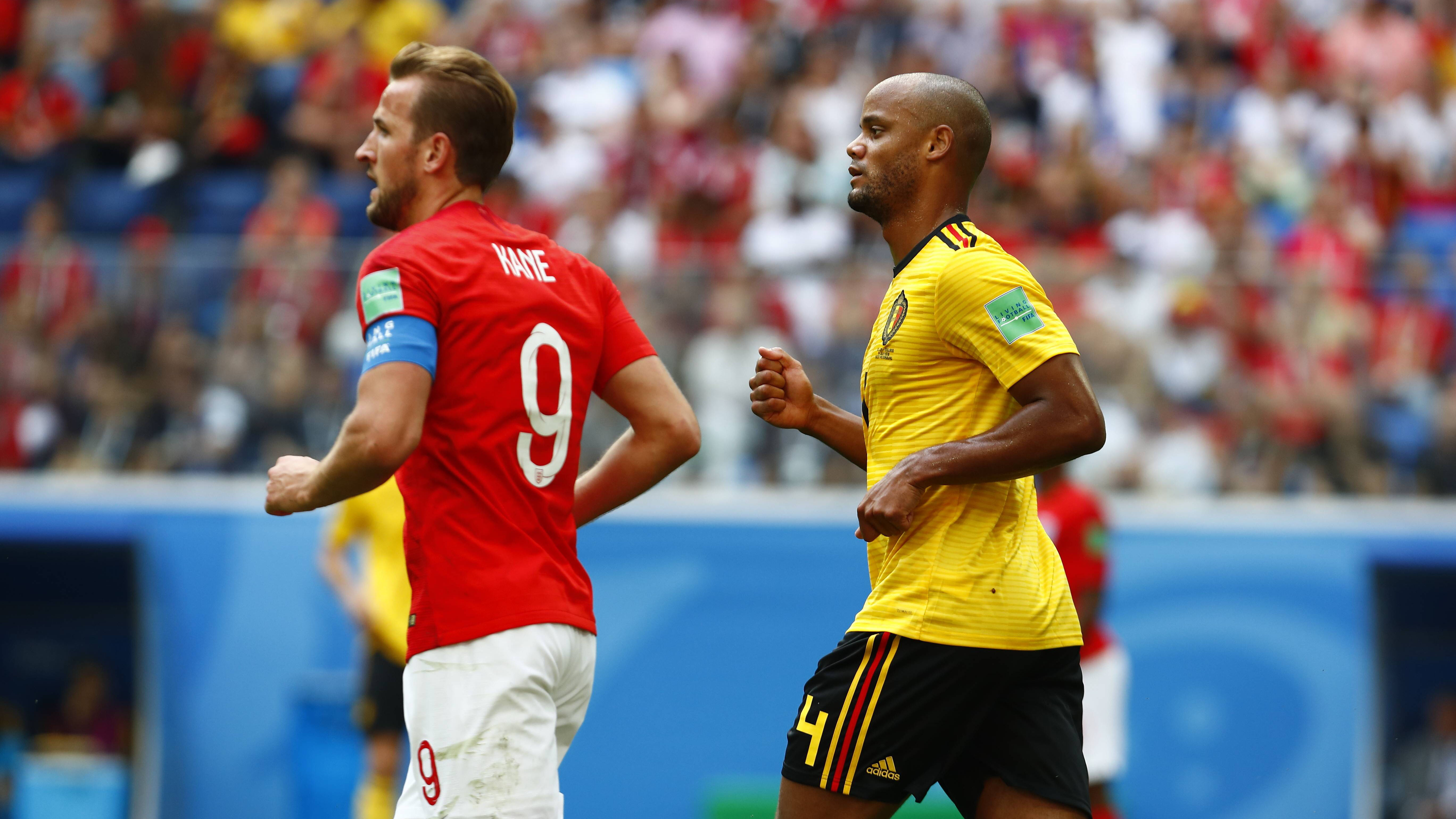 Vincent Kompany traf im Spiel um Platz 3 bei der WM 2018 mit Belgien auf Englands Harry Kane.