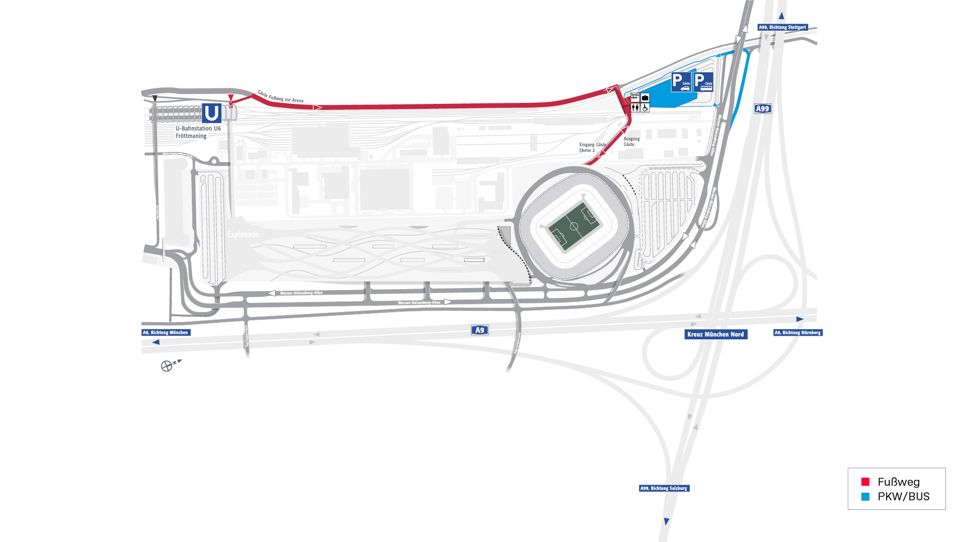 Anfahrtsplan Allianz Arena während EURO 2024