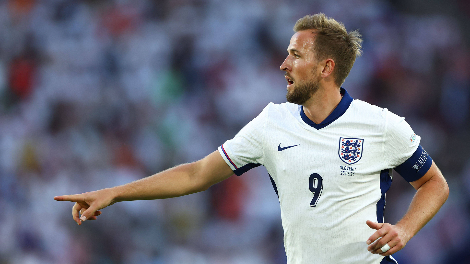 Harry Kane captained England against Slovenia in Cologne.