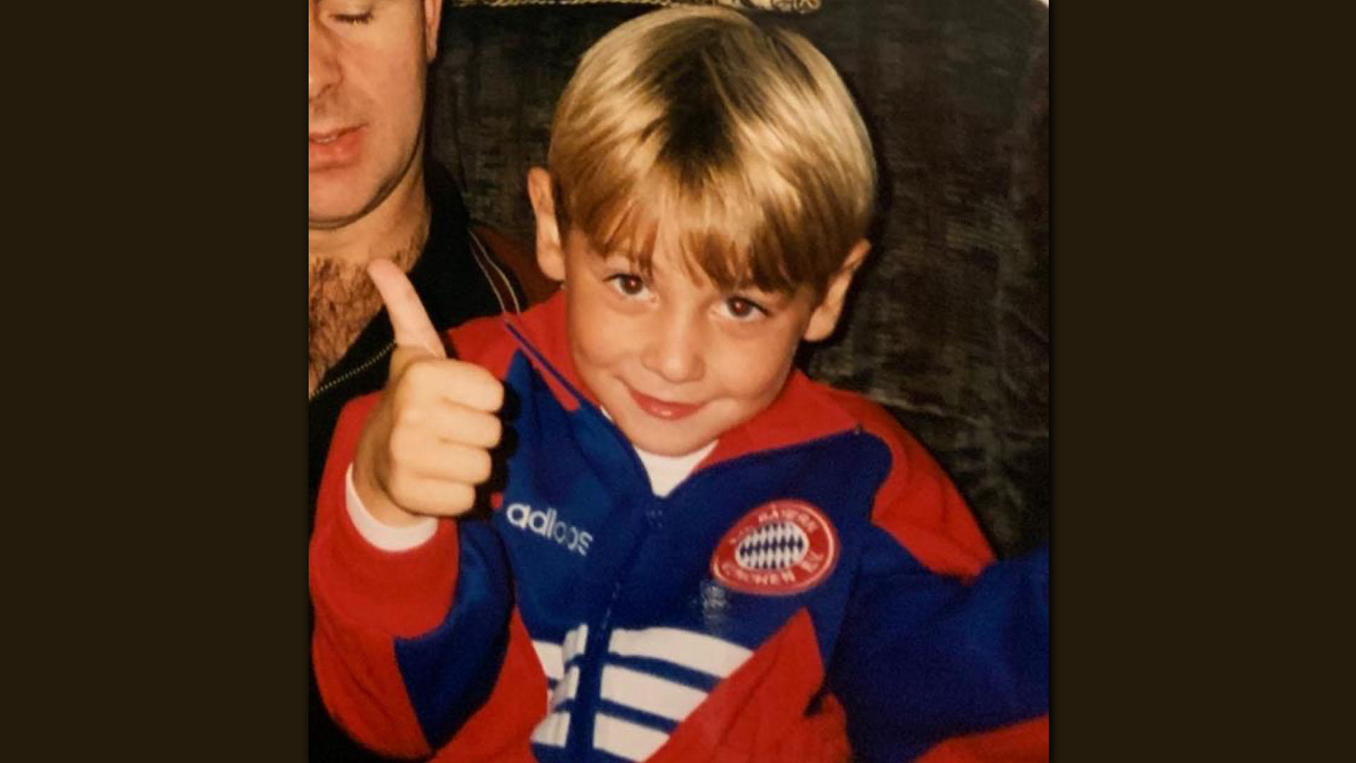 Rene Maric as a child in an FC Bayern jumper