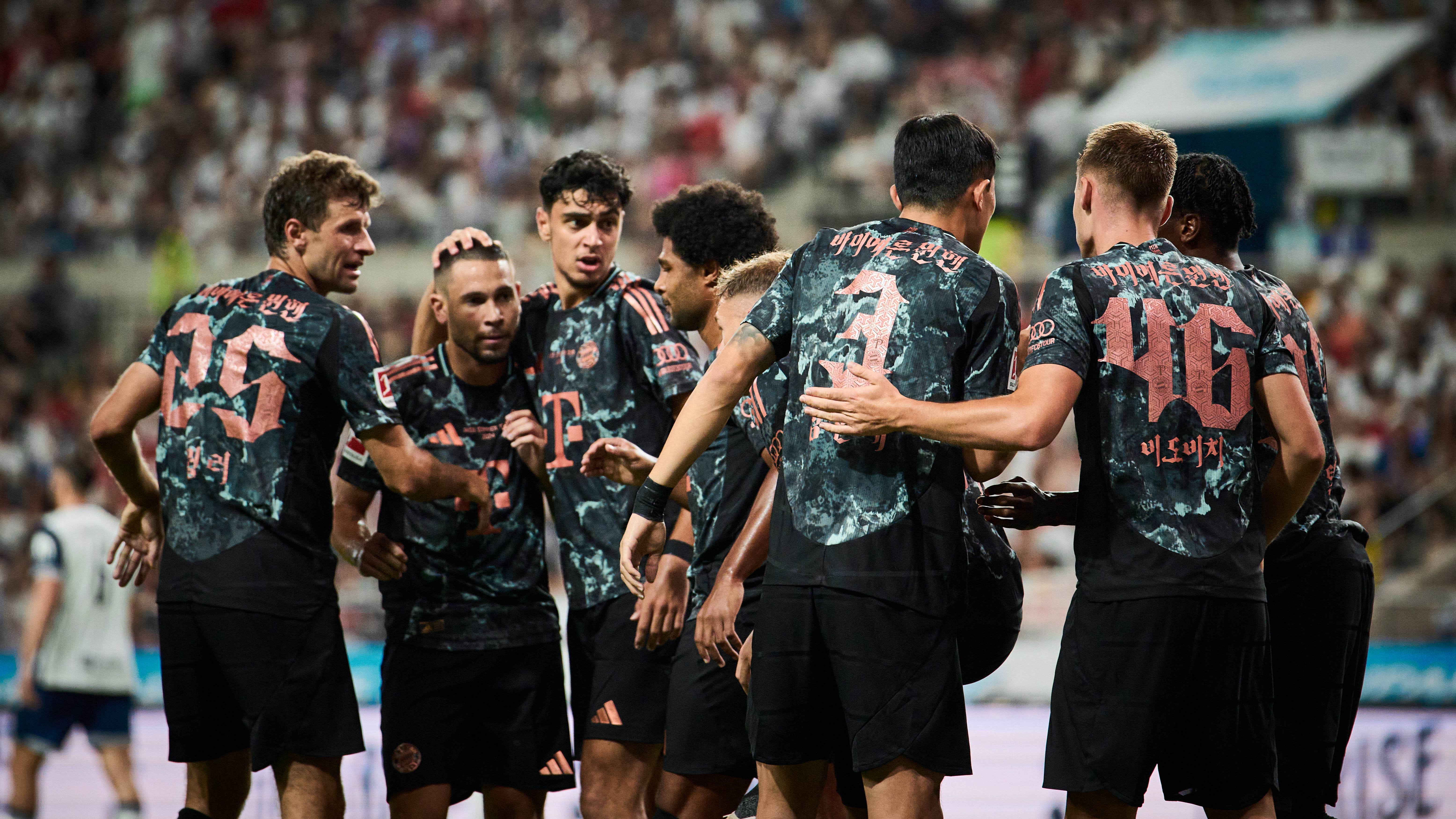 Bayern celebrate against Tottenham in Seoul.