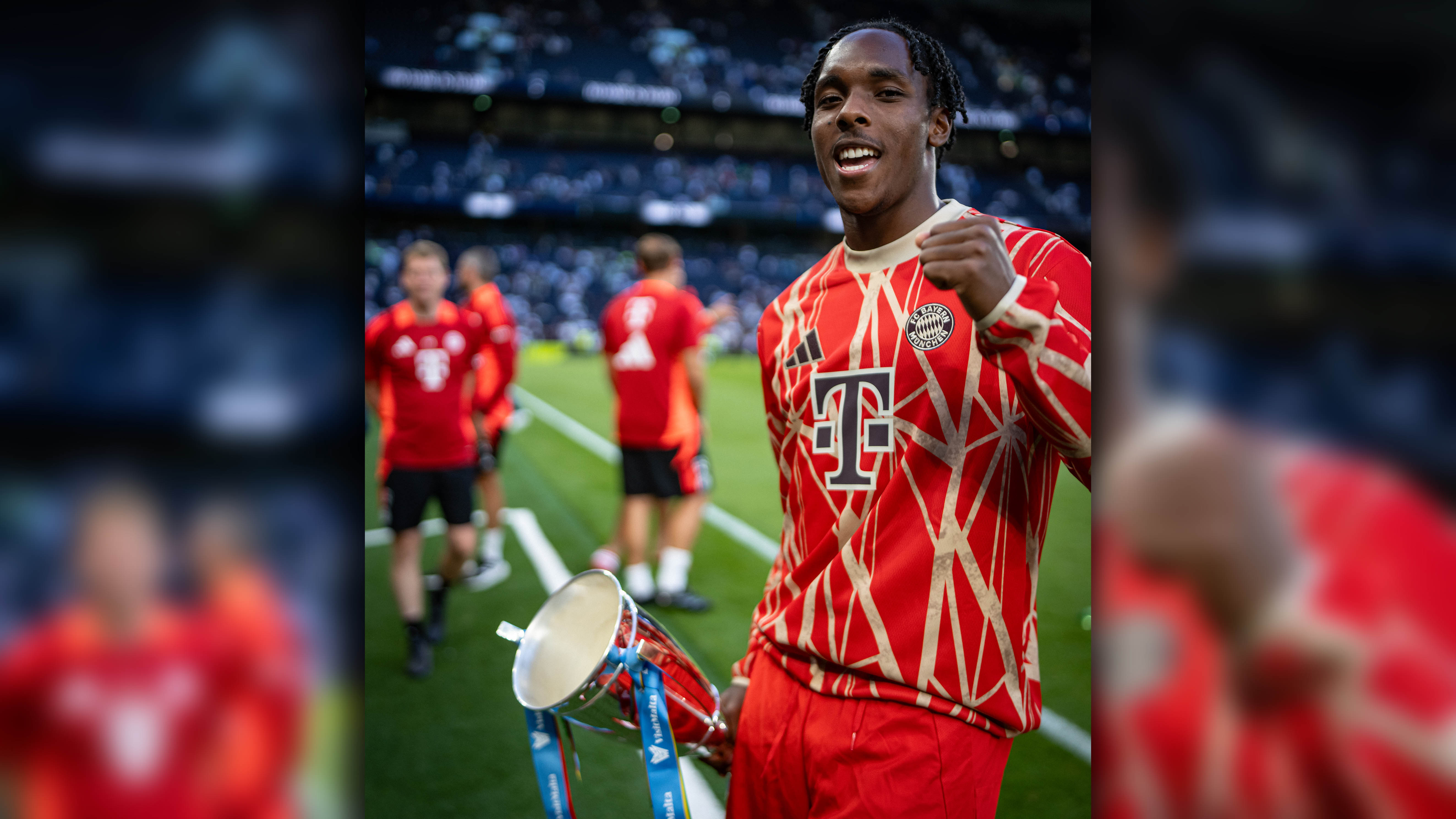 Mathys Tel with the first trophy of the summer preparations in his hands - here's to more by the end of the season.