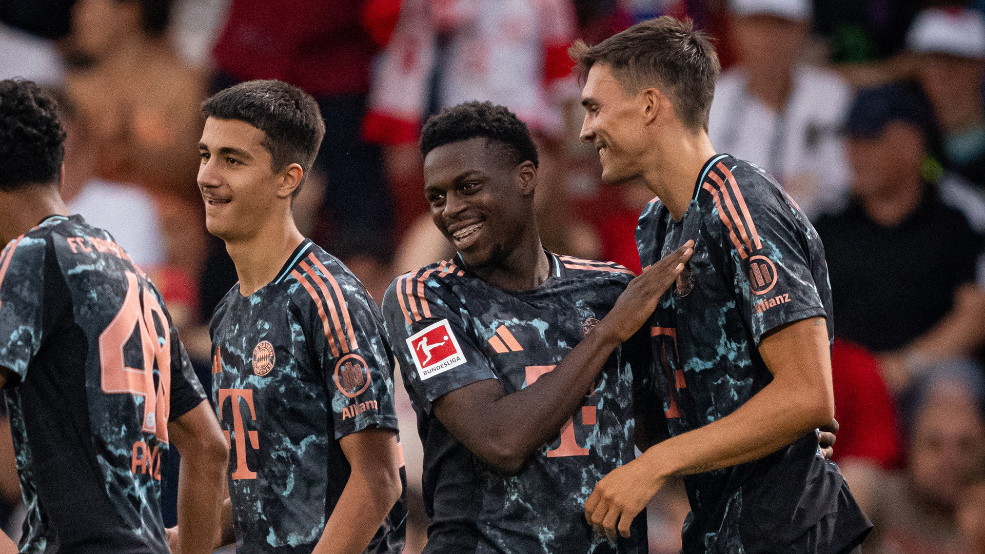 João Palhinha and Noel Aseko Nkili of FC Bayern celebrate together