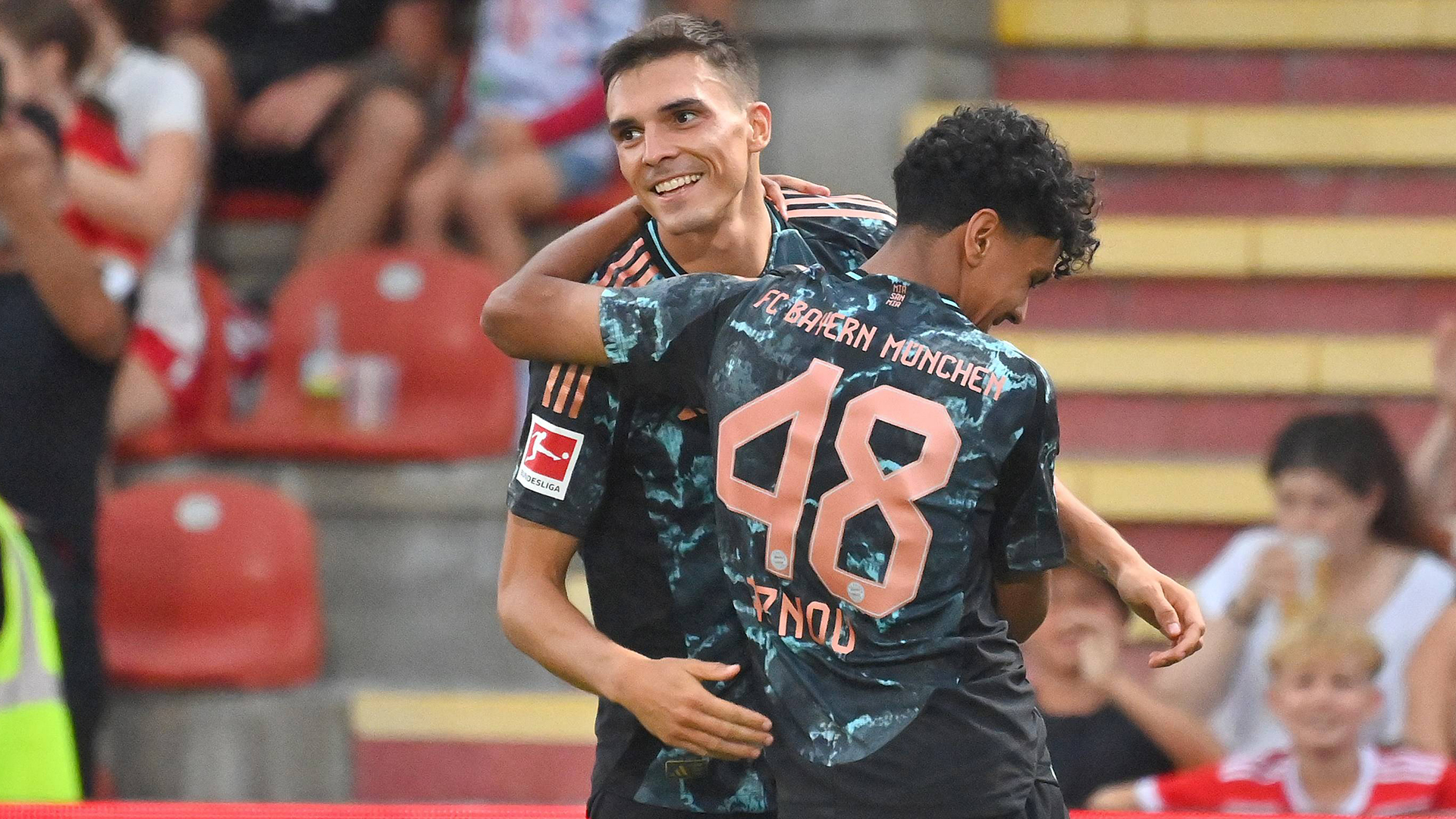 Joao Palhinha celebrates his goal against WSG Tirol