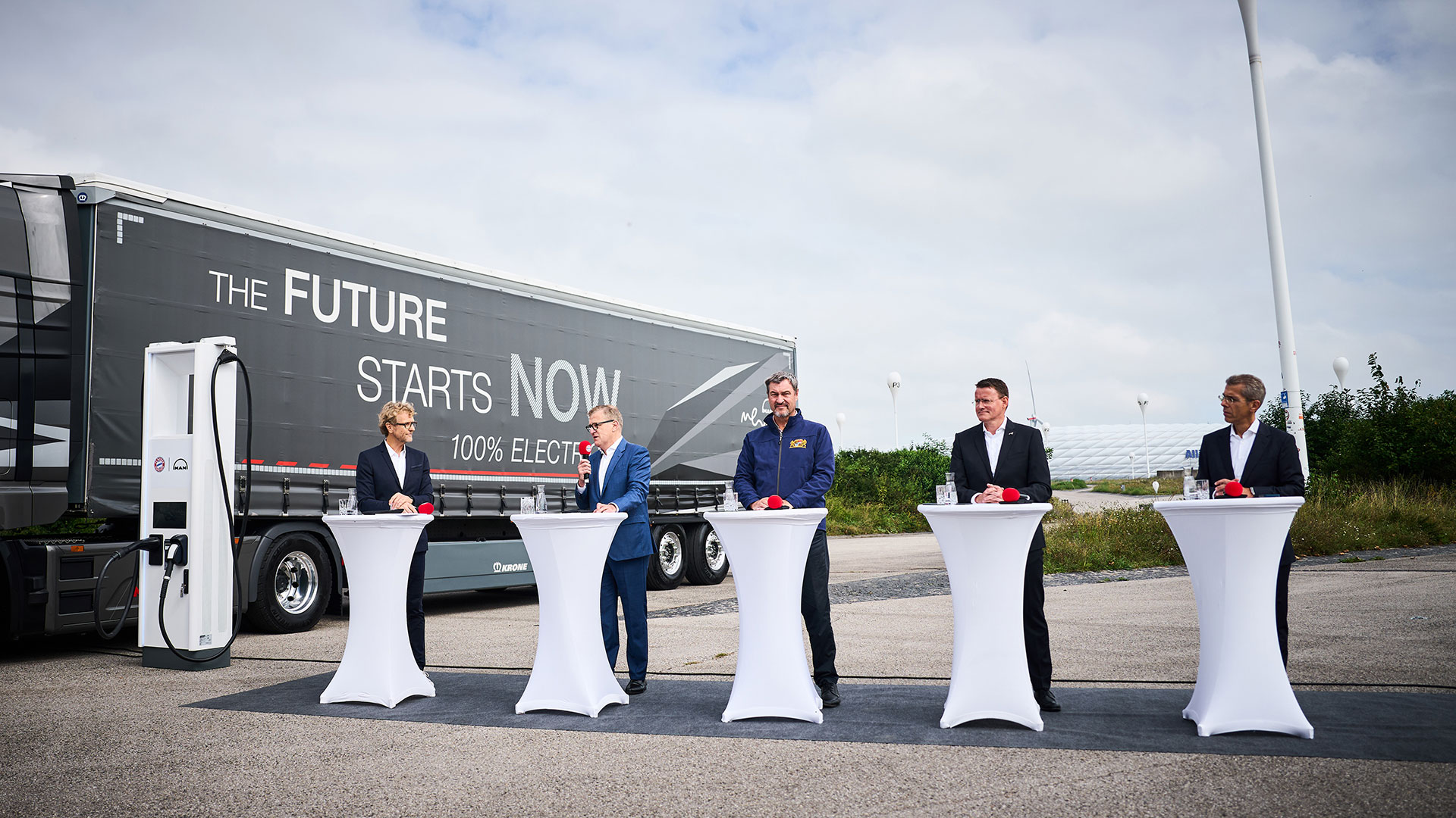 A media round on the charging hub at the Allianz Arena