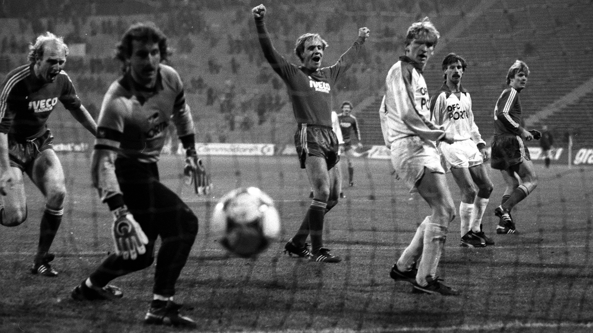 FC Bayern’s Michael Rummenigge in the match against Kickers Offenbach in 1984