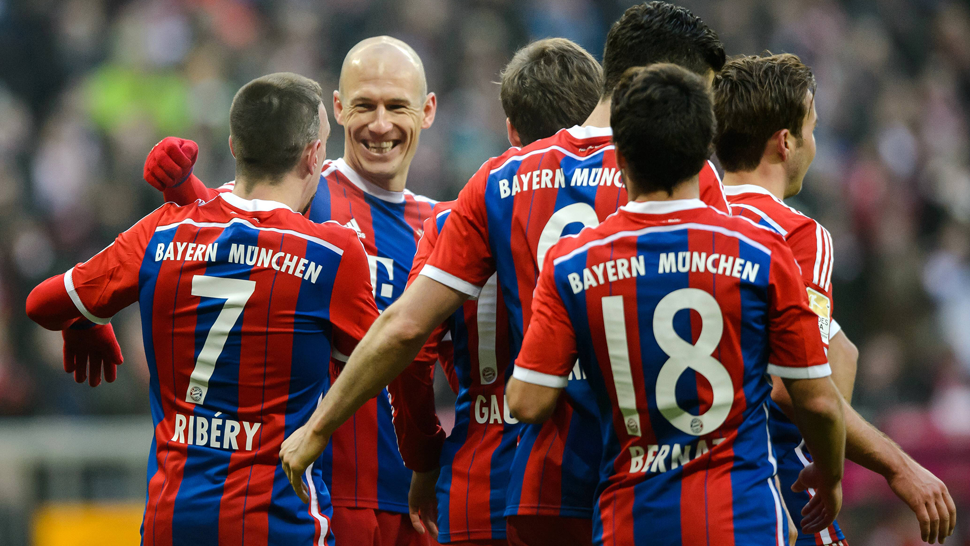 FC Bayern's Arjen Robben in the match against Hamburger SV in 2015