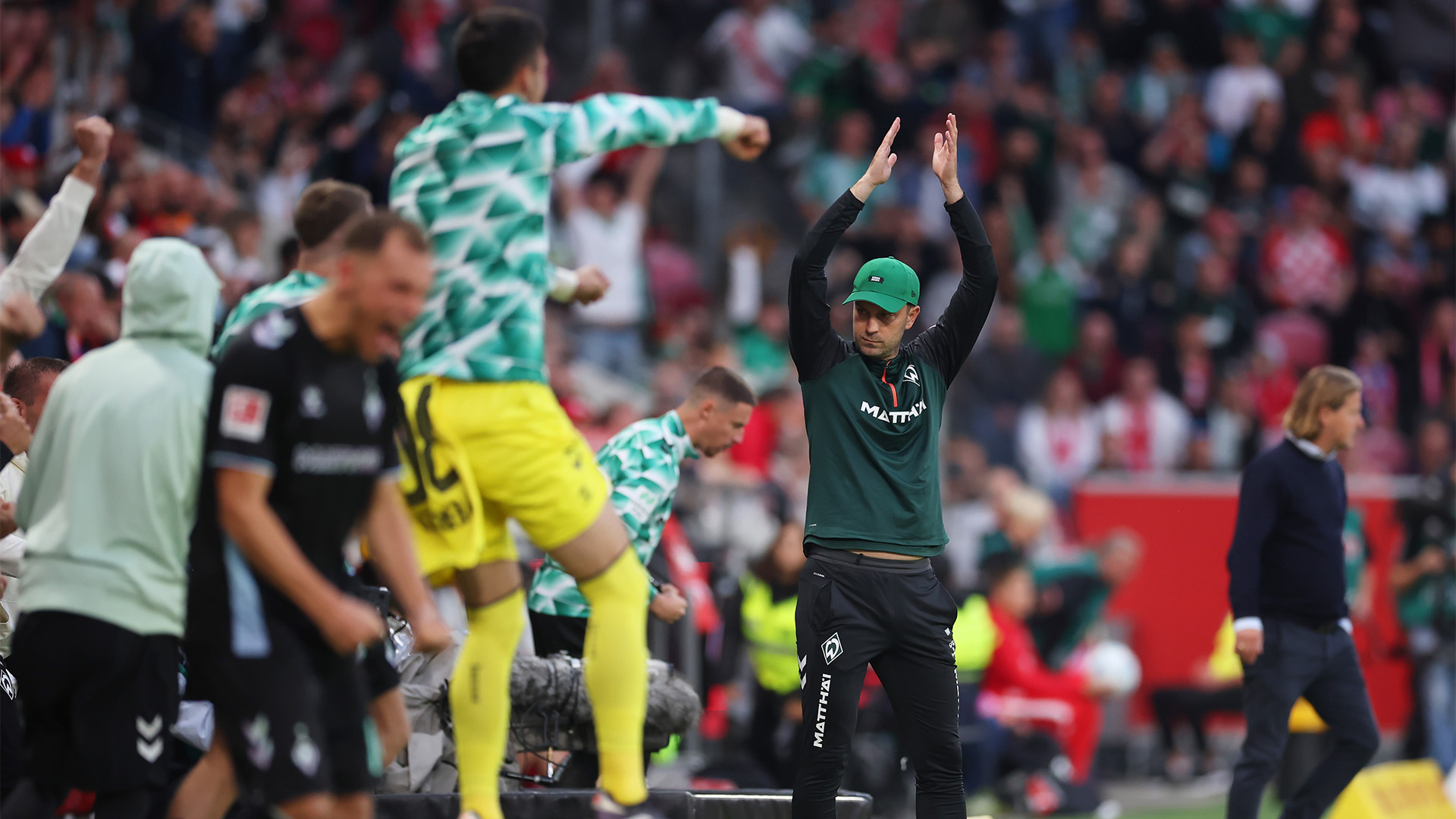 Ole Werner, entrenador del Werder, celebra la victoria en Maguncia