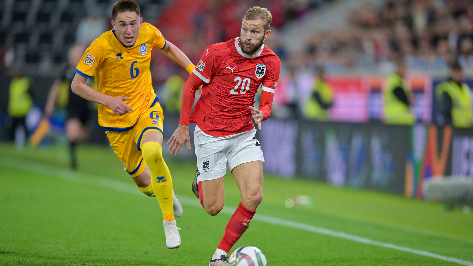 Österreichs Nationalspieler Konrad Laimer im Nations League-Spiel gegen Kasachstan