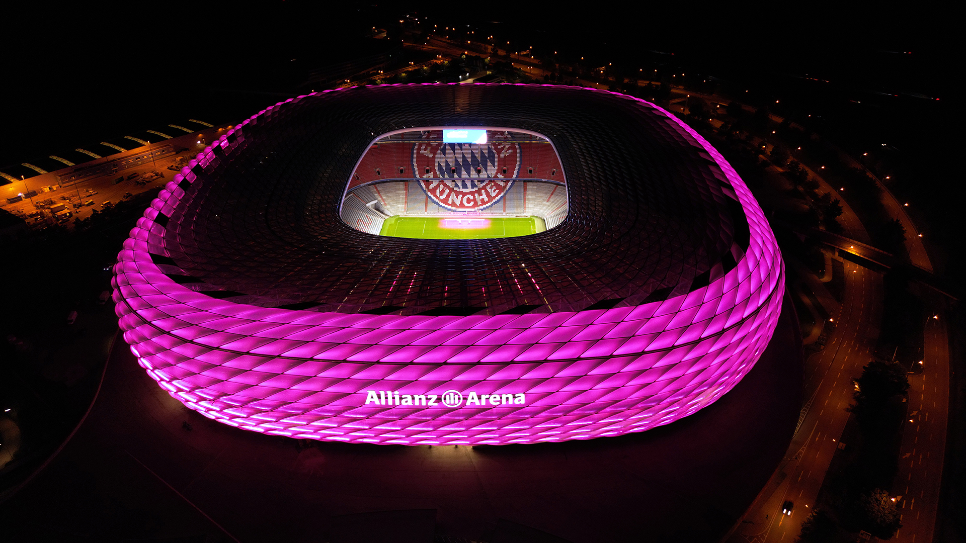 Allianz Arena lit up in pink for breast cancer awareness