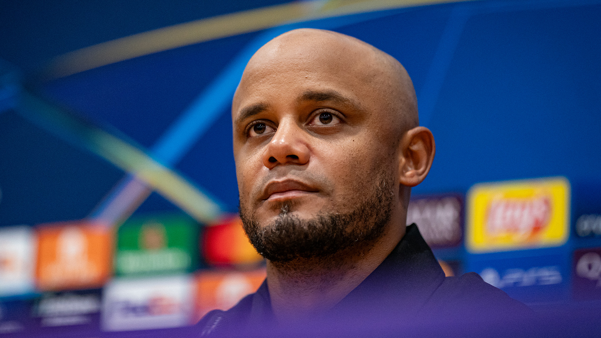 Vincent Kompany at the press conference after the Barcelona match