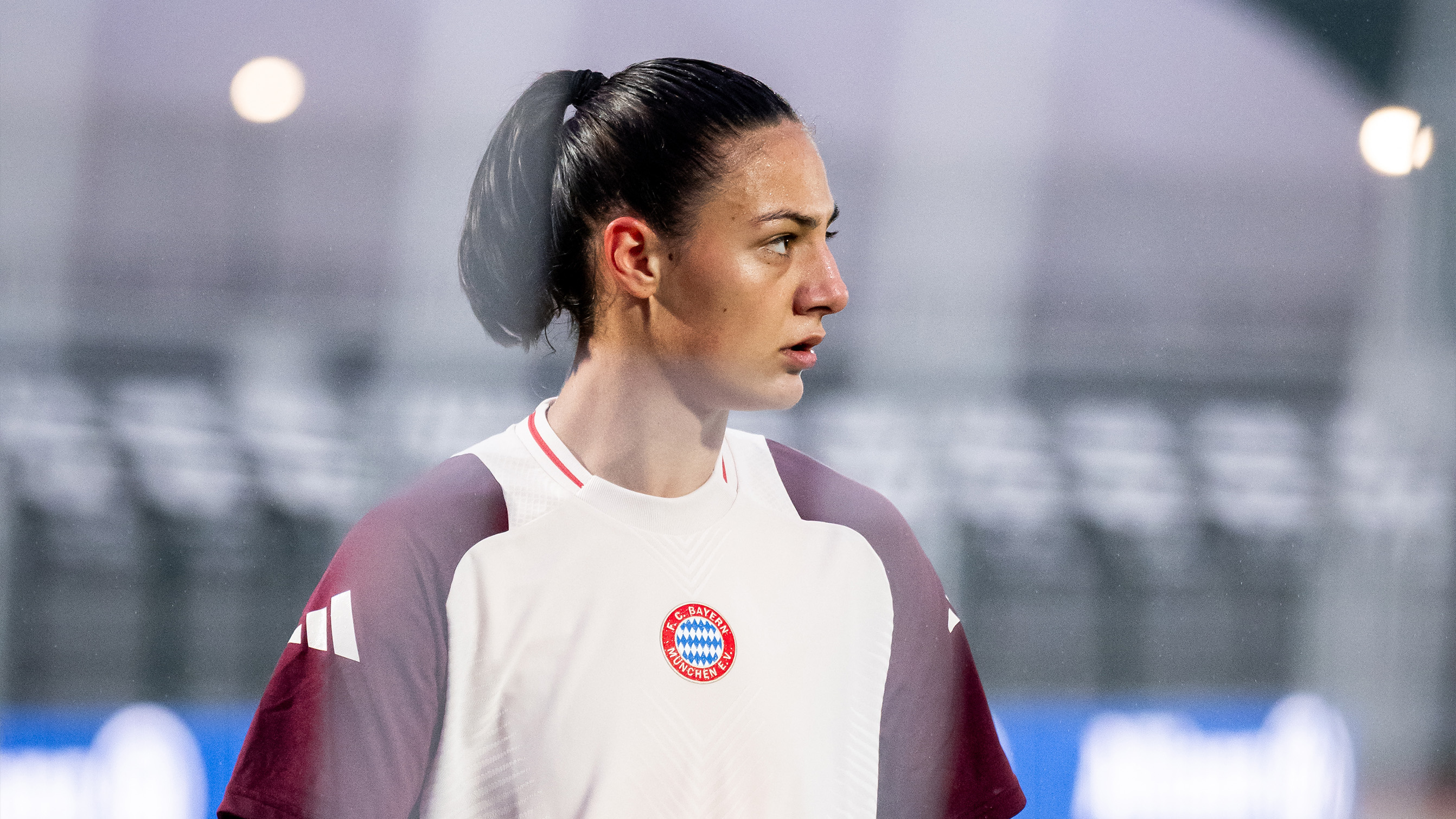 Keeper Mala Grohs during a warm-up.