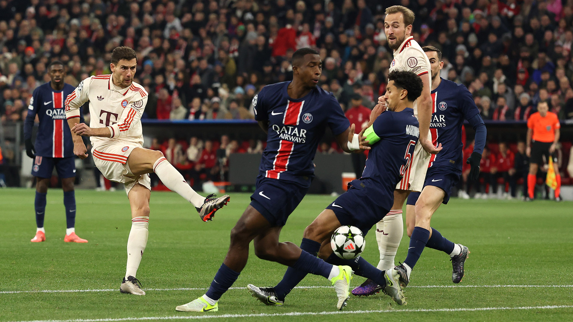 Scene from the match between FC Bayern and Paris Saint-Germain