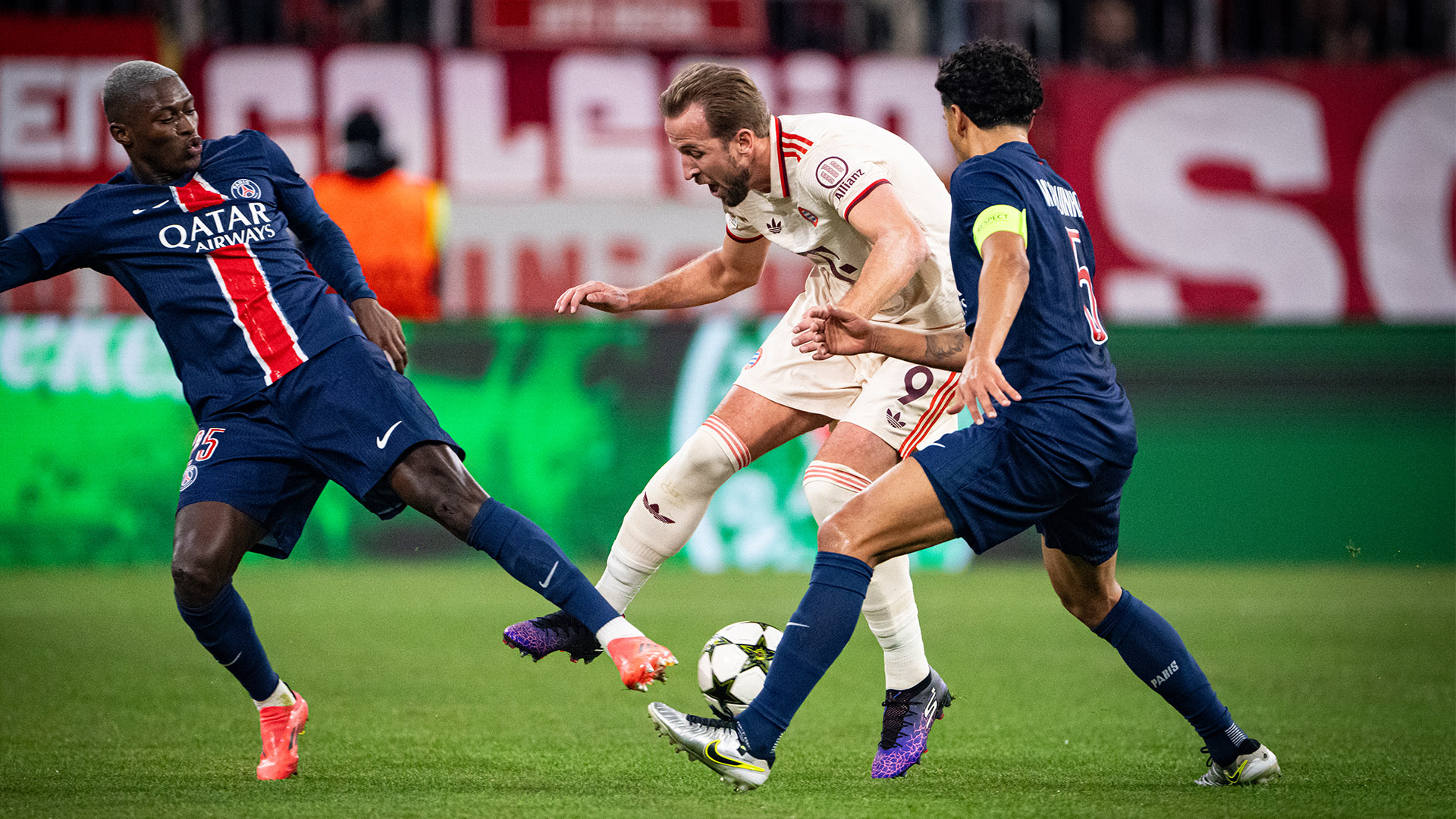 Scene from the match between FC Bayern and Paris Saint-Germain