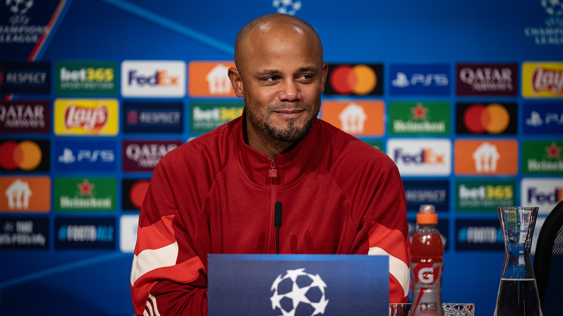 Vincent Kompany at the press conference after the match against Paris Saint-Germain