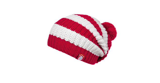 red and white striped bobble hat